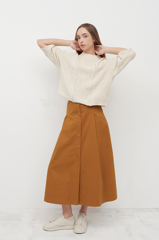 Спідниця бавовняна охра на ґудзиках (С 91)